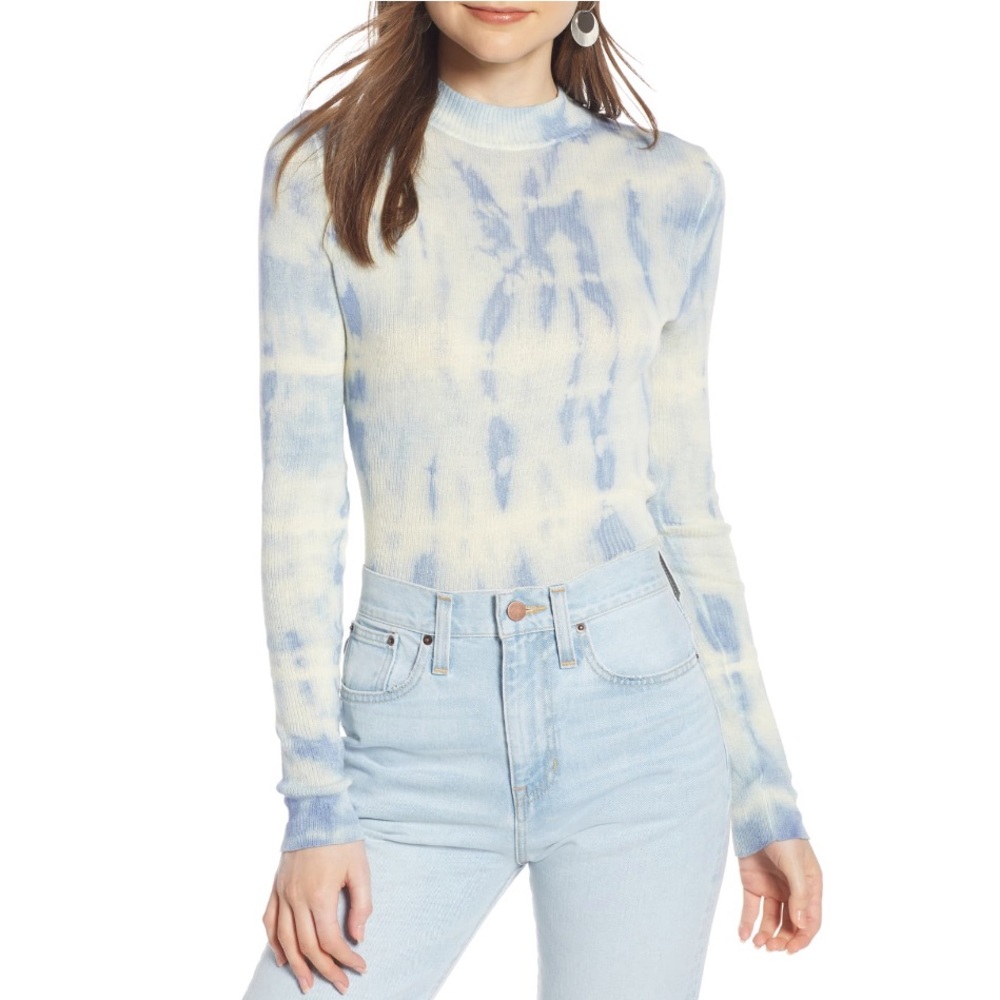 Something Navy Tie Dye Turtleneck Mock Neck Sz M